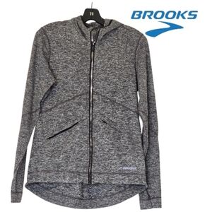 BROOKS Utopia Thermal III zip-up hoodie in heathered gray Women's Size Small